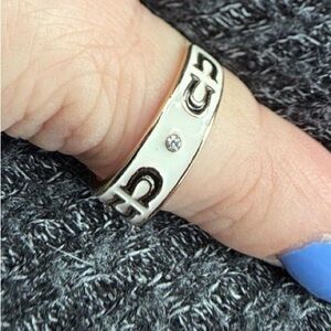 Coach Silver and Black Logo Ring